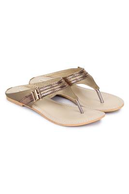 Beautiful Copper color synthetic material flats for womens 1