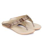 Beautiful Copper color synthetic material flats for womens