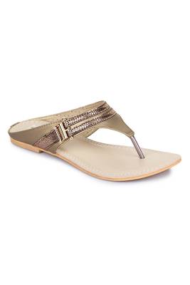 Beautiful Copper color synthetic material flats for womens 4