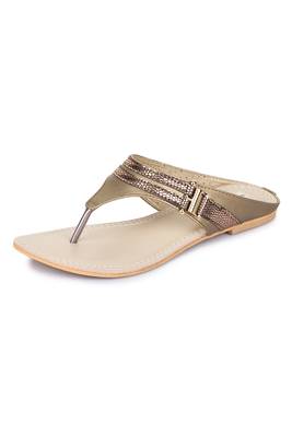 Beautiful Copper color synthetic material flats for womens 5