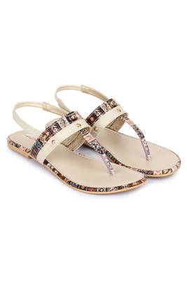 Beautiful Cream color synthetic material flats for womens 1