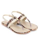 Beautiful Cream color synthetic material flats for womens