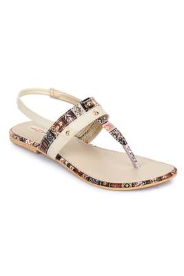 Beautiful Cream color synthetic material flats for womens 4