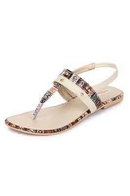 Beautiful Cream color synthetic material flats for womens 5