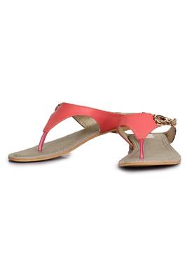 Beautiful Peach color synthetic material flats for womens 3