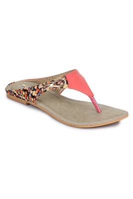 Beautiful Peach color synthetic material flats for womens 4