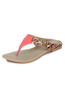 Beautiful Peach color synthetic material flats for womens 5