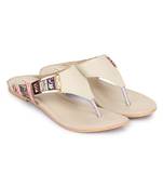 Beautiful Cream color synthetic material flats for womens