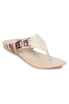 Beautiful Cream color synthetic material flats for womens 4