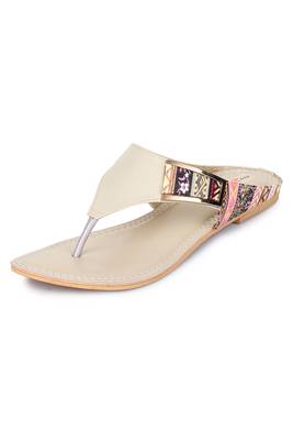 Beautiful Cream color synthetic material flats for womens 5