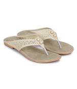 Beautiful Cream color synthetic material flats for womens