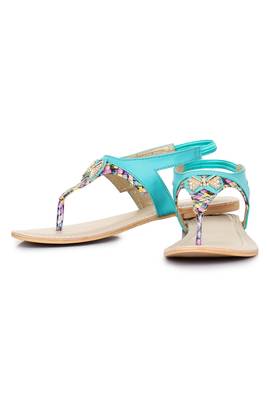 Beautiful Seagreen color synthetic material flats for womens 3