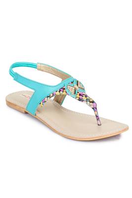 Beautiful Seagreen color synthetic material flats for womens 4
