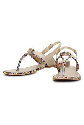 Beautiful Cream color synthetic material flats for womens 3