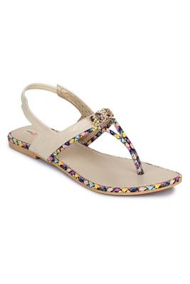Beautiful Cream color synthetic material flats for womens 4