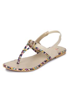 Beautiful Cream color synthetic material flats for womens 5