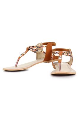 Beautiful Tan color synthetic material flats for womens 3