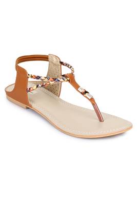 Beautiful Tan color synthetic material flats for womens 4