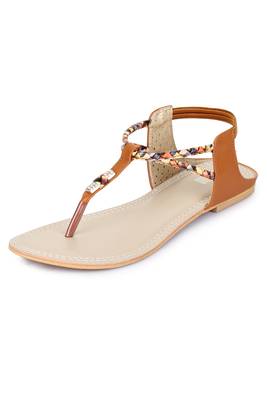 Beautiful Tan color synthetic material flats for womens 5