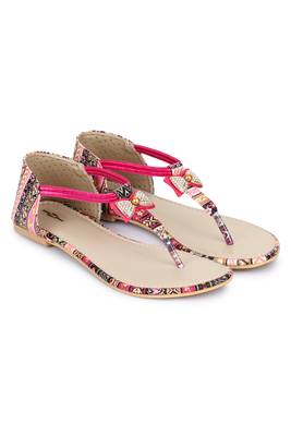 Beautiful Pink color synthetic material flats for womens 1