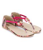 Beautiful Pink color synthetic material flats for womens