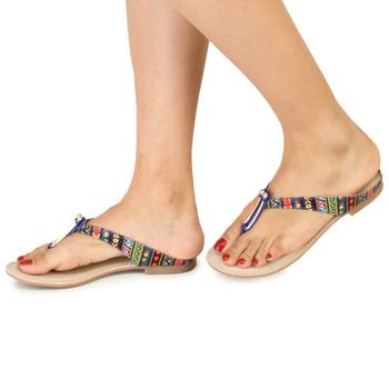 Beautiful Blue color synthetic material flats for womens 2