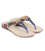 Beautiful Blue color synthetic material flats for womens