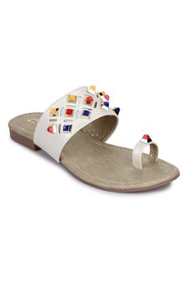 Beautiful Cream color synthetic material flats for womens 4
