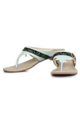 Beautiful Seagreen color synthetic material flats for womens 3