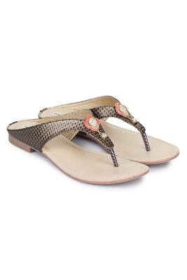 Beautiful Copper color synthetic material flats for womens 1