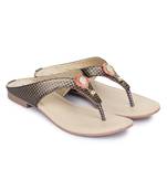 Beautiful Copper color synthetic material flats for womens