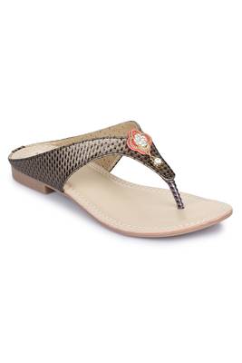 Beautiful Copper color synthetic material flats for womens 4