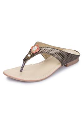 Beautiful Copper color synthetic material flats for womens 5
