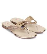 Beautiful Beige color synthetic material flats for womens