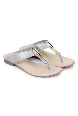 Beautiful Grey color synthetic material flats for womens 1