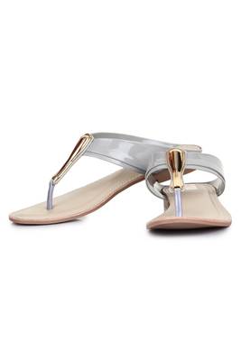 Beautiful Grey color synthetic material flats for womens 3