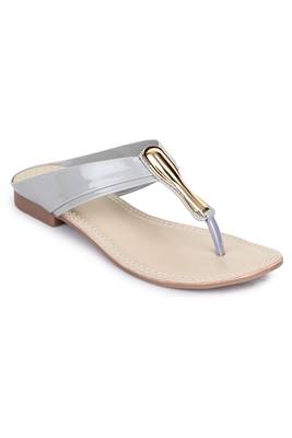 Beautiful Grey color synthetic material flats for womens 4