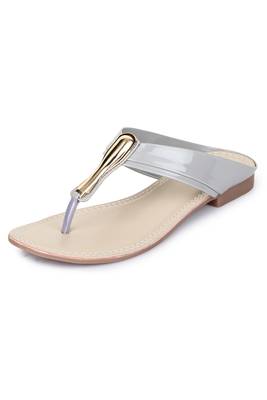 Beautiful Grey color synthetic material flats for womens 5