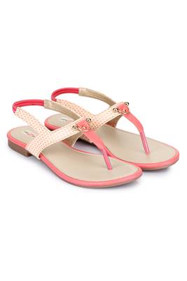 Beautiful Peach color synthetic material flats for womens 1