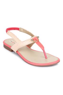 Beautiful Peach color synthetic material flats for womens 4