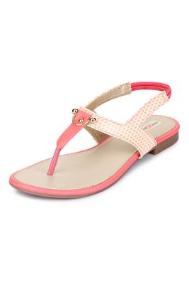 Beautiful Peach color synthetic material flats for womens 5