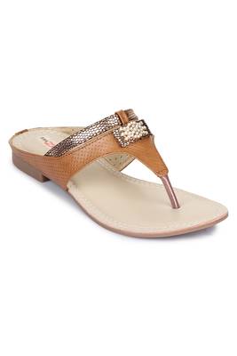 Beautiful Tan color synthetic material flats for womens 4