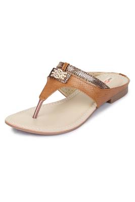 Beautiful Tan color synthetic material flats for womens 5