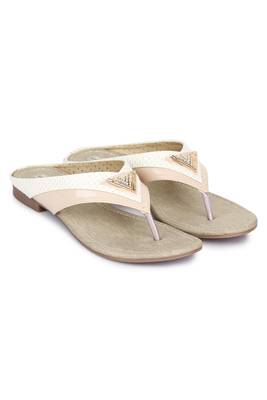 Beautiful Beige color synthetic material flats for womens 1