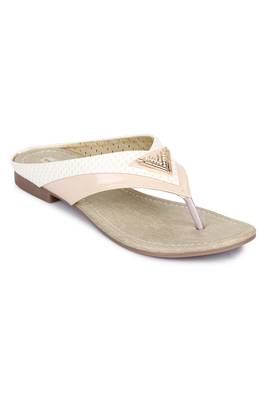 Beautiful Beige color synthetic material flats for womens 4