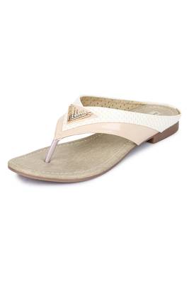 Beautiful Beige color synthetic material flats for womens 5