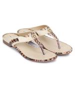 Beautiful Cream color synthetic material flats for womens