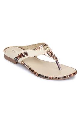 Beautiful Cream color synthetic material flats for womens 4