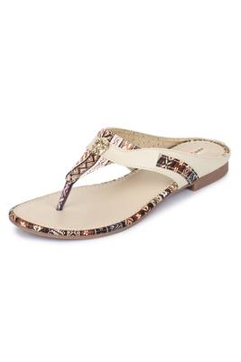 Beautiful Cream color synthetic material flats for womens 5