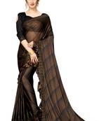Brown Plain Lycra Designer Saree With Blouse